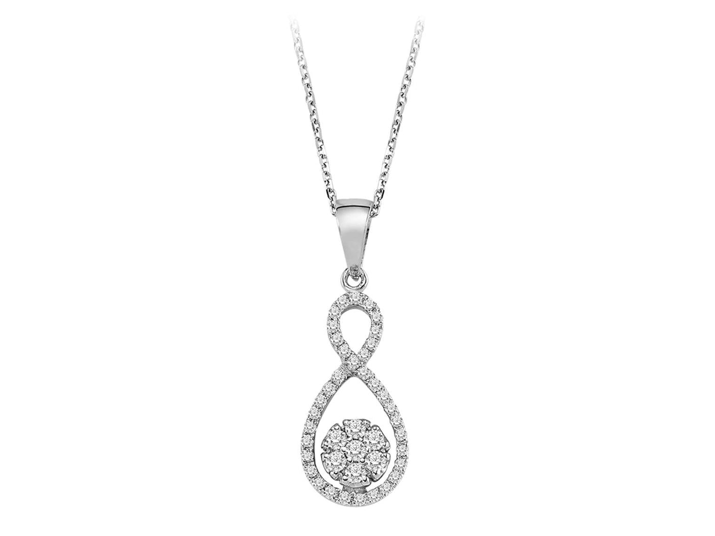 Unendlichkeits-Anhänger mit 42 Labordiamanten – 14K Weißgold – hochwertiger Schmuck von Rosy Lab Diamonds
