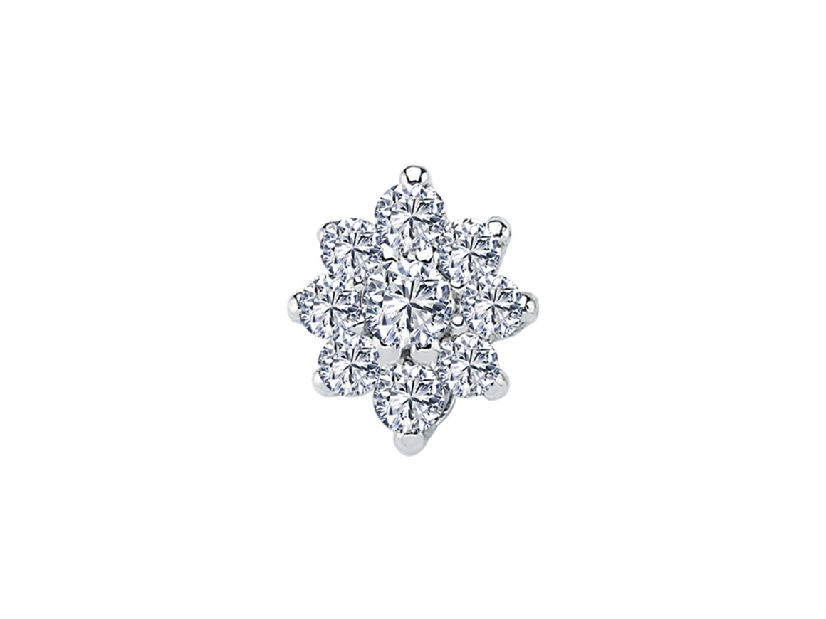 Boucles d'Oreilles Clous avec 9 diamants de laboratoire en forme d'étoile en Or Blanc 14 carats - Lumière éternelle - Bijoux haut de gamme de Rosy Lab Diamonds