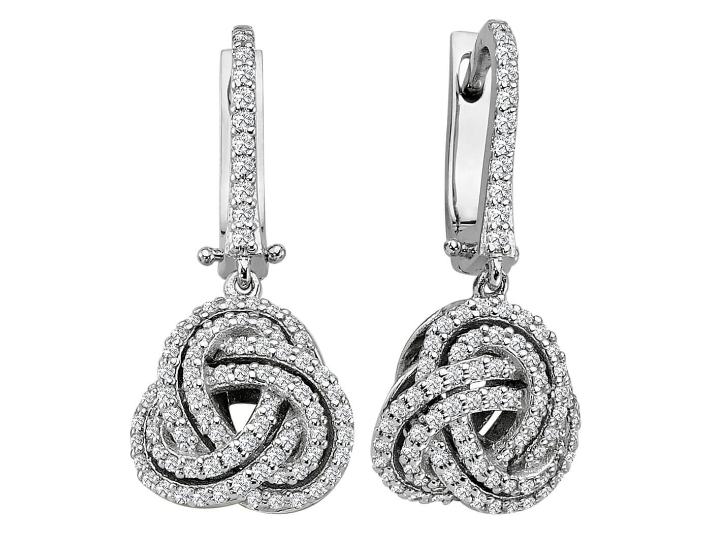 Spiral diamond hoop earrings made of 585 white gold with 166 stones