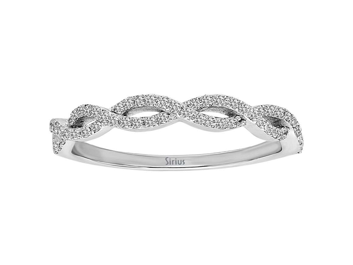 Halbmemory-Ring mit 57 Diamanten – 14K Weißgold | Infinity Design – hochwertiger Schmuck von Rosy Lab Diamonds