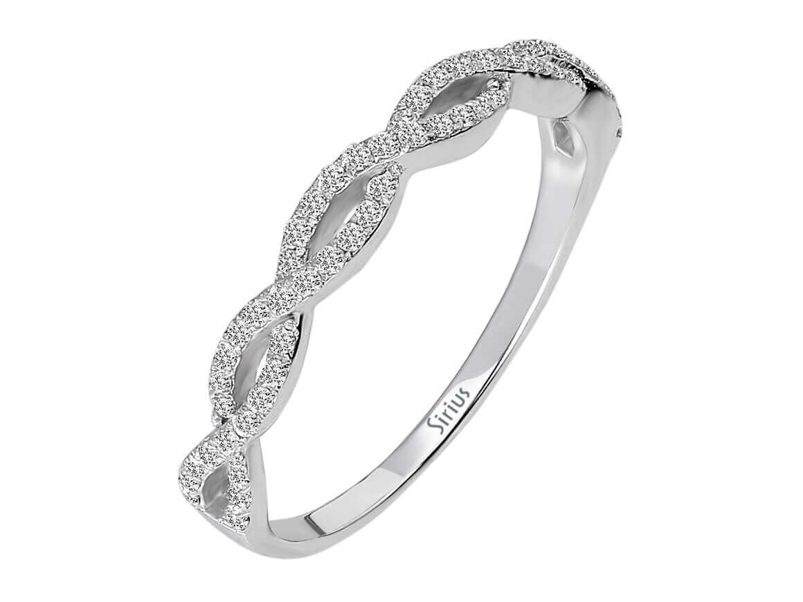 Elegant half-memory ring with 57 diamonds – 14K white gold