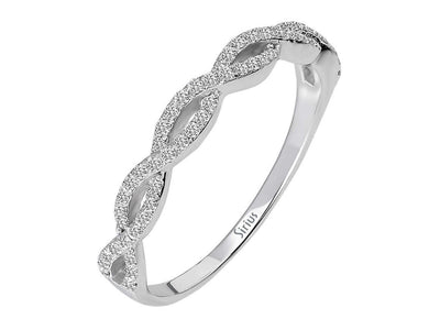 Elegant half-memory ring with 57 diamonds – 14K white gold