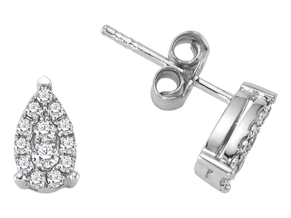 أقراط ألماس على شكل قطرة – ذهب أبيض عيار 333 | 0.32 قيراط – مجوهرات فاخرة من Rosy Lab Diamonds