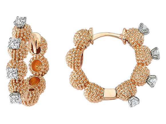Huggie-Ohrringe mit Kugelstruktur & Labordiamanten in 585er Roségold - hochwertiger Schmuck von Rosy Lab Diamonds