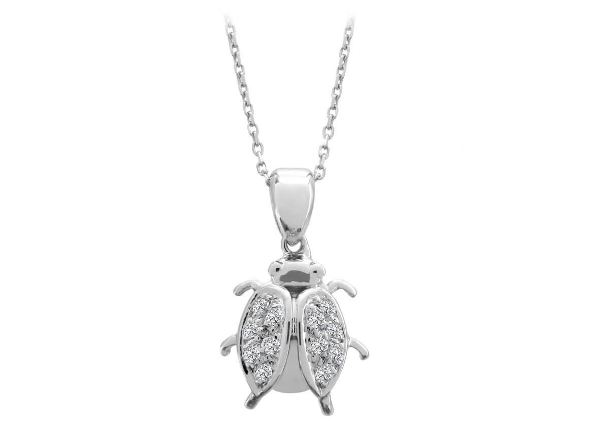 Ladybug pendant with 12 lab-grown diamonds in 8K gold | Good luck charm – high-quality Jewelry by Rosy Lab Diamonds