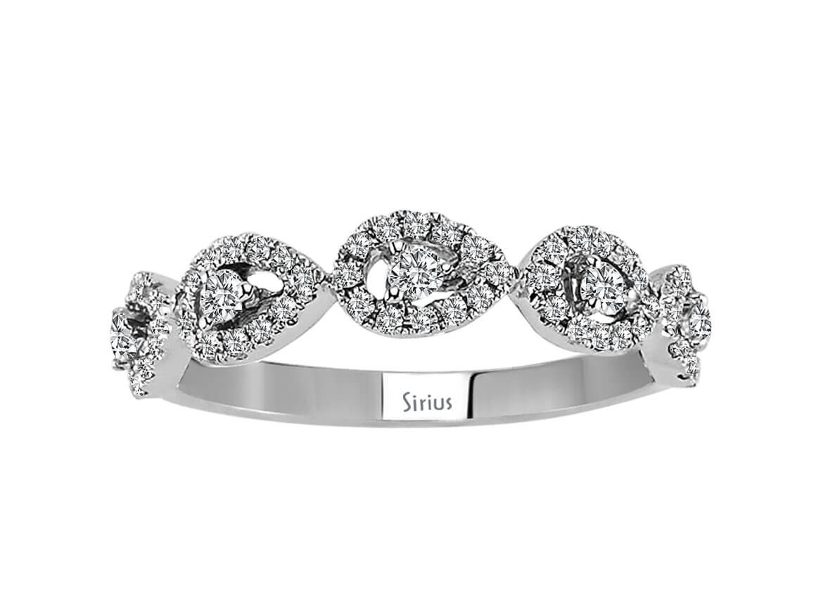 Diamantring mit Tropfenmotiv – 5 Hauptsteine – 0,34 ct – 14K Weißgold