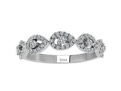 Diamantring mit Tropfenmotiv – 5 Hauptsteine – 0,34 ct – 14K Weißgold