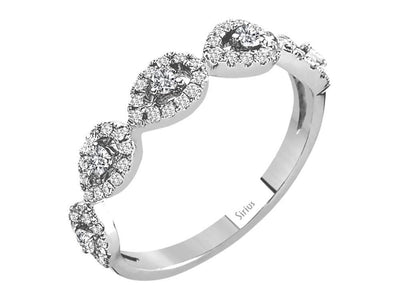 Diamantring mit Tropfenmotiv – 5 Hauptsteine – 0,34 ct – 14K Weißgold