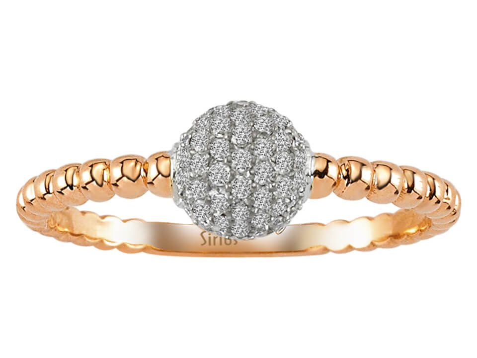 Feiner Kugelring mit 49 laborgezüchteten Diamanten in Roségold