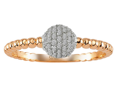 Feiner Kugelring mit 49 laborgezüchteten Diamanten in Roségold