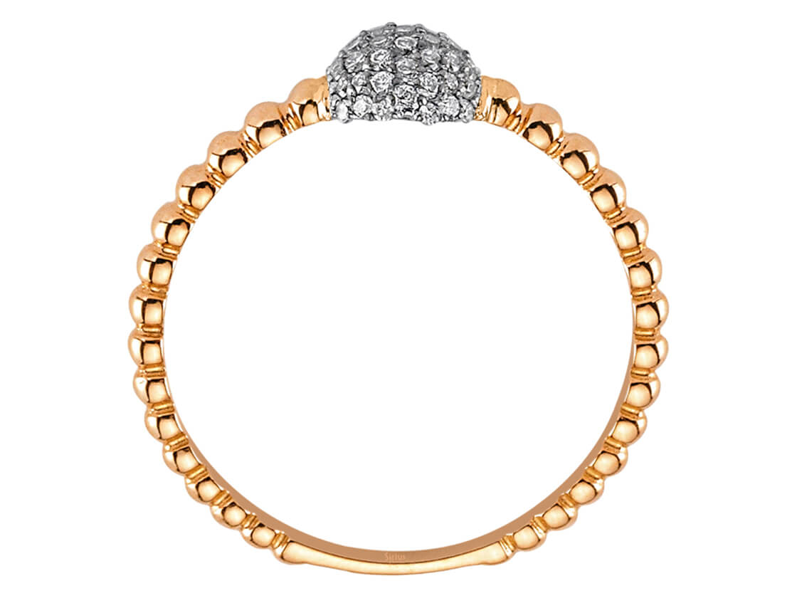 14 Ayar Rose Altın Pave Montürlü, 49 Laboratuvar Pırlantalı Top Yüzük - Rosy Lab Diamonds'tan yüksek kaliteli Mücevher