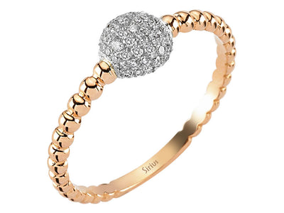 Feiner Kugelring mit 49 laborgezüchteten Diamanten in Roségold