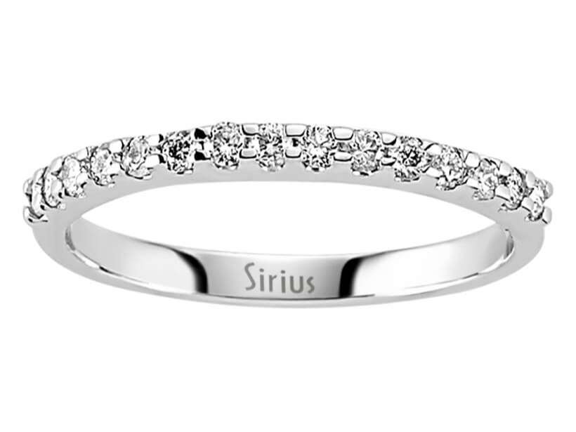 Weißgold-Halbrauten-Ring mit 15 laborgezüchteten Diamanten (0,28 Karat), Rundschliff, 14K