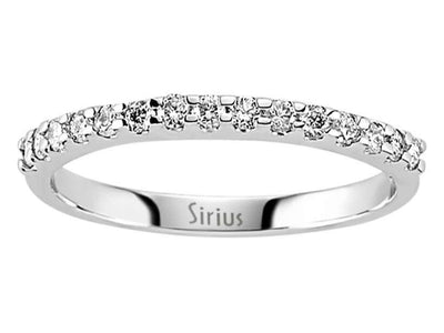 Weißgold-Halbrauten-Ring mit 15 laborgezüchteten Diamanten (0,28 Karat), Rundschliff, 14K
