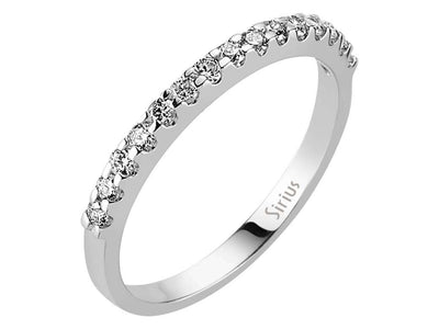 Weißgold-Halbrauten-Ring mit 15 laborgezüchteten Diamanten (0,28 Karat), Rundschliff, 14K