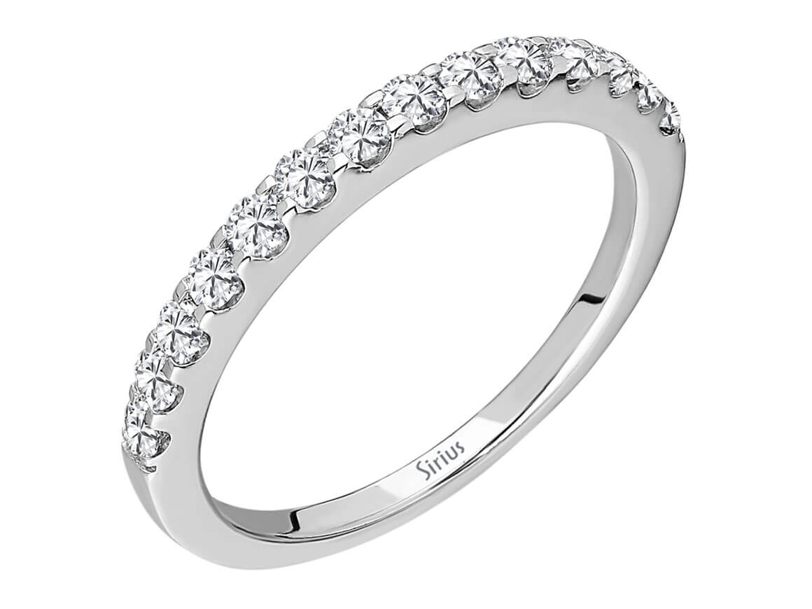 Bague demi-cercle ornée de 14 diamants de laboratoire – Or Blanc 14 carats, bague pour femme étincelante – Bijoux haut de gamme de Rosy Lab Diamonds