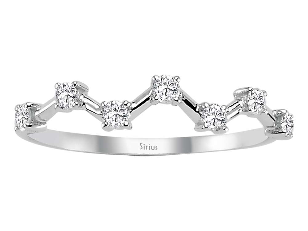 Bague en or blanc avec 7 diamants de laboratoire de 0,19 carat, en or 14 carats – Bijoux haut de gamme de Rosy Lab Diamonds