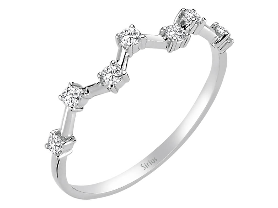 Bague en or blanc avec 7 diamants de laboratoire de 0,19 carat, en or 14 carats – Bijoux haut de gamme de Rosy Lab Diamonds