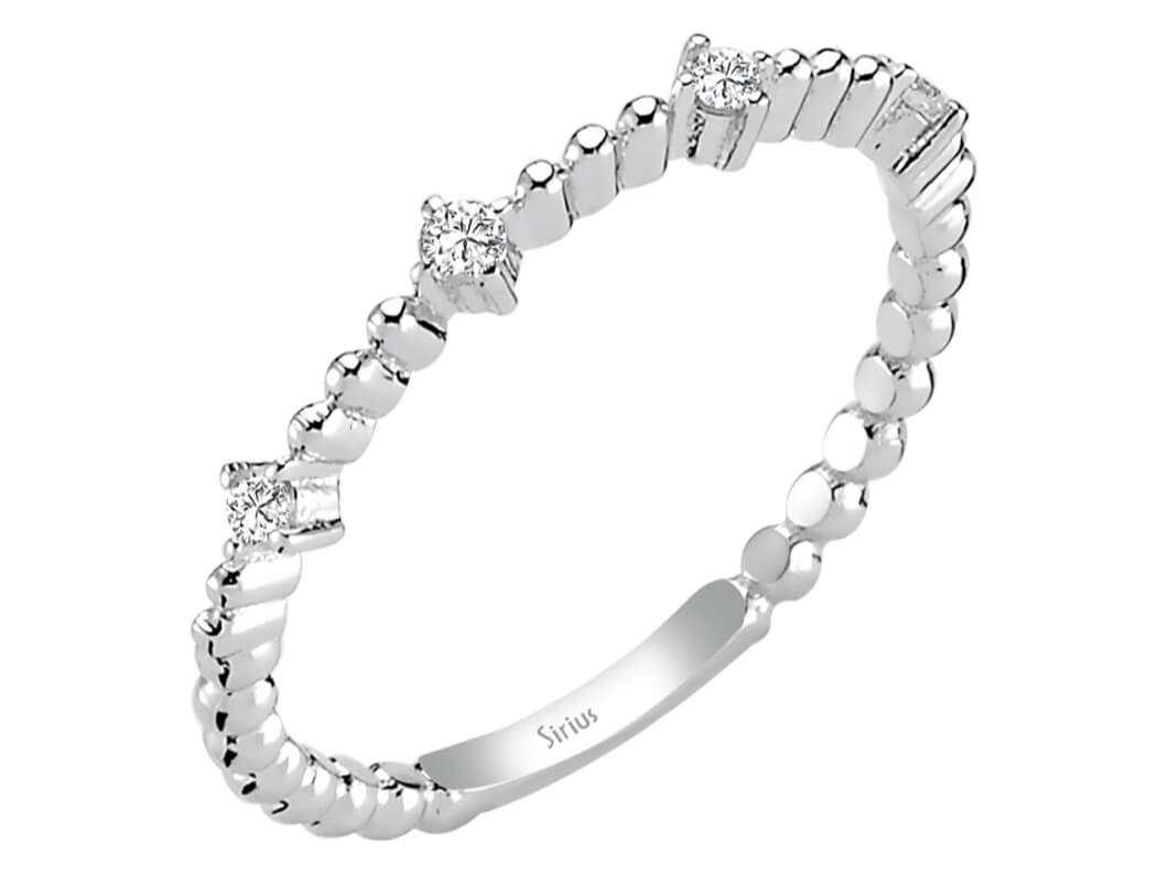Weißgoldring mit 4 laborgezüchteten Diamanten im Rundschliff, 0,10 Karat
