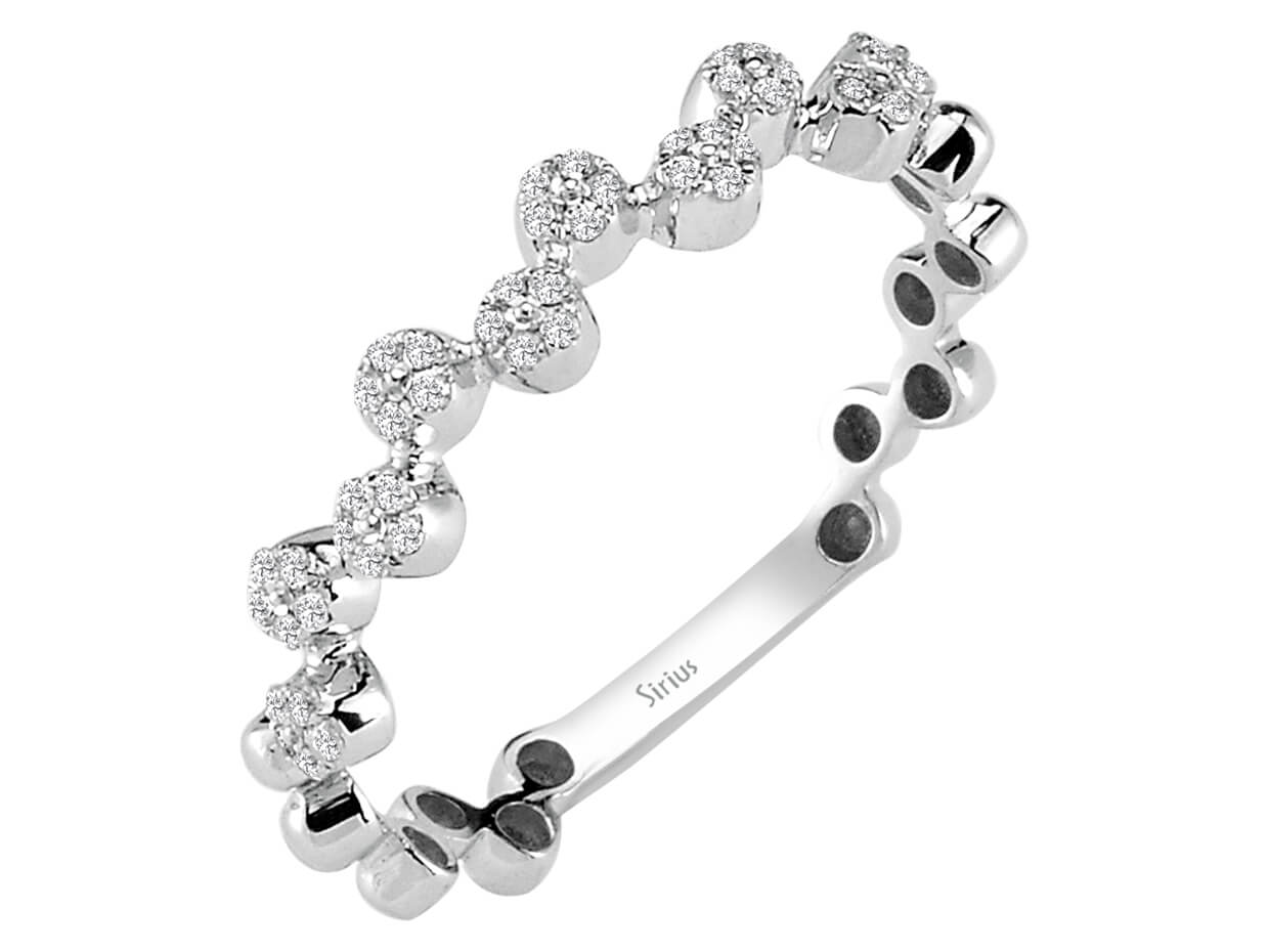 Weißgoldring mit 50 laborgezüchteten Diamanten 0,14 Karat, 14 Karat Gold - hochwertiger Schmuck von Rosy Lab Diamonds