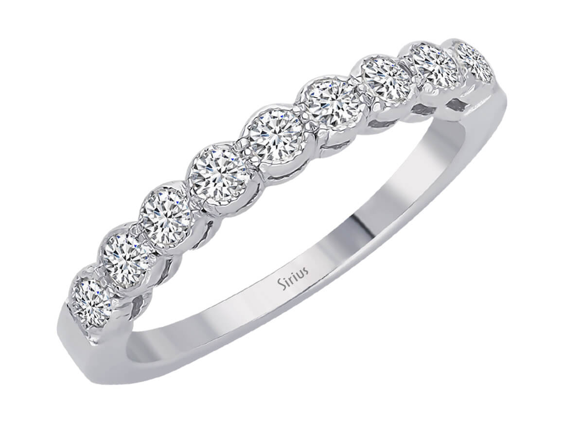 Zeitloser Halbkreis-Diamantring mit 9 laborgezüchteten Diamanten | 14 Karat Weißgold - hochwertiger Schmuck von Rosy Lab Diamonds