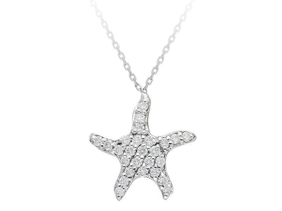 Starfish pendant with 26 diamonds made of 18K white gold