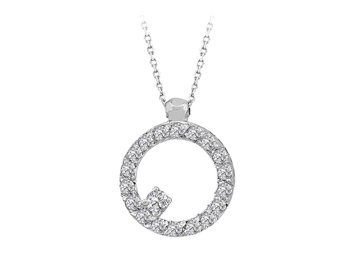عقد دوائر يضم 19 ماسة مخبرية من ذهب أبيض عيار 14 قيراطًا - مجوهرات فاخرة من Rosy Lab Diamonds