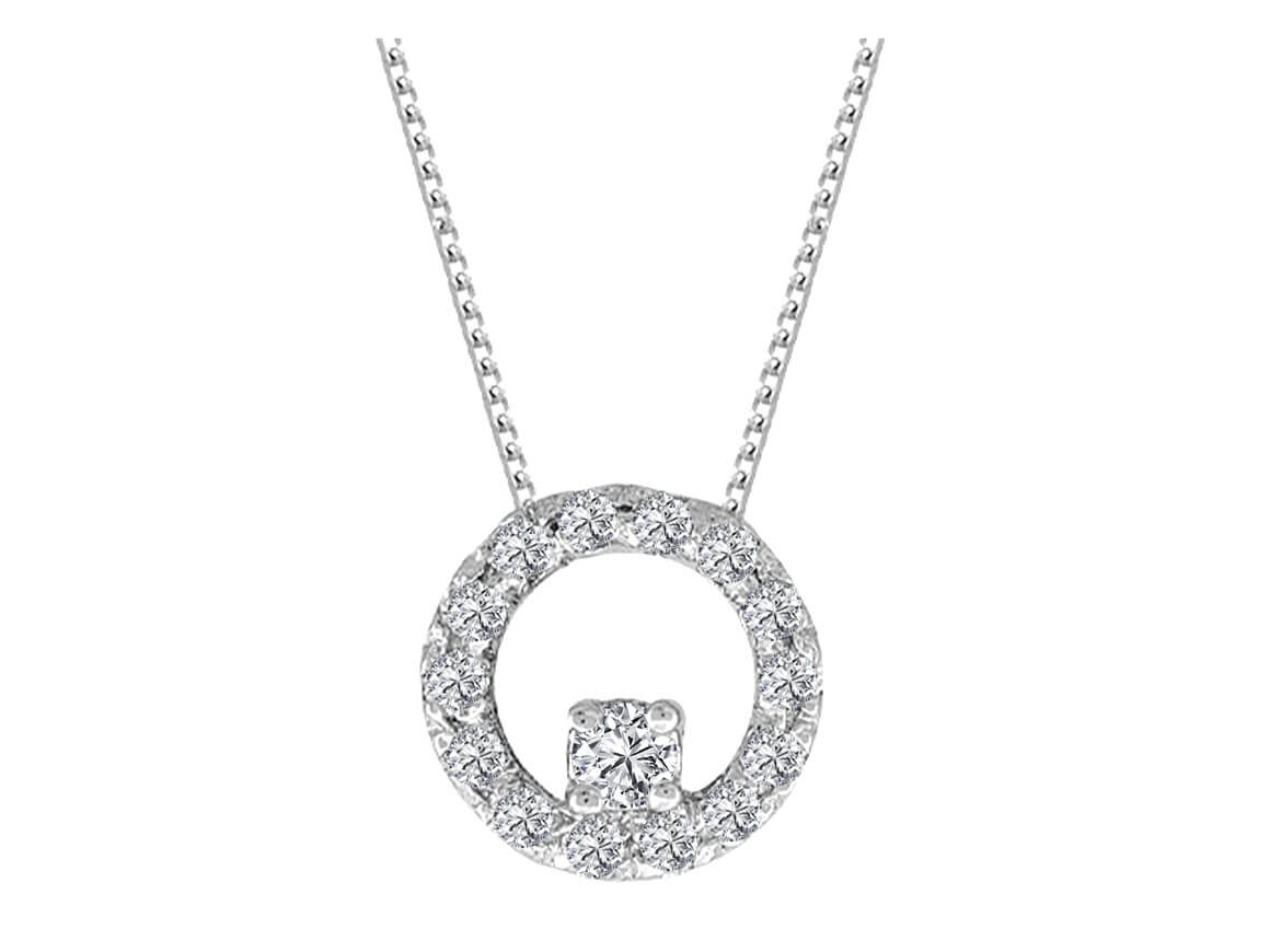Collier rond en diamant - 0,13 ct | Or Blanc 8K - 15P0051 - Bijoux haut de gamme de Rosy Lab Diamonds