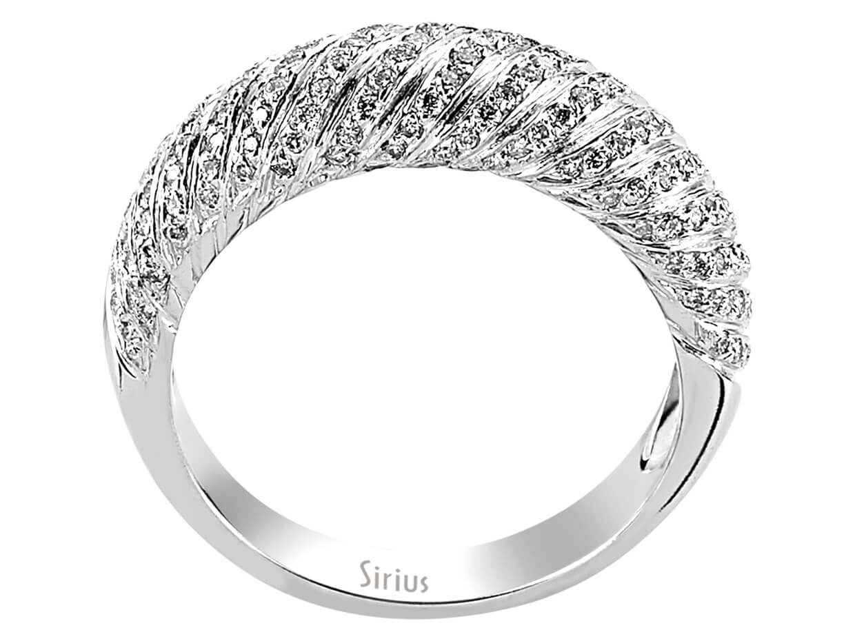 Luxus-Diamantring mit 158 Rundschliff-Diamanten in 14 Karat Weißgold