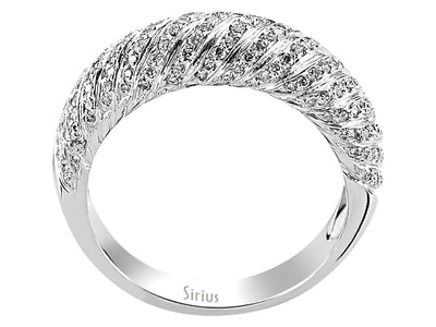 Luxus-Diamantring mit 158 Rundschliff-Diamanten in 14 Karat Weißgold