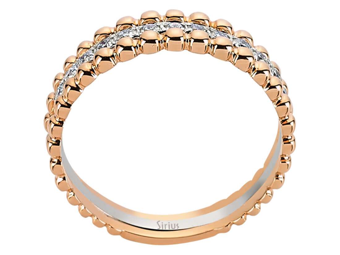 Eleganter 13-Stein Rundschliff Diamantbandring in 14 Karat Roségold und Weißgold