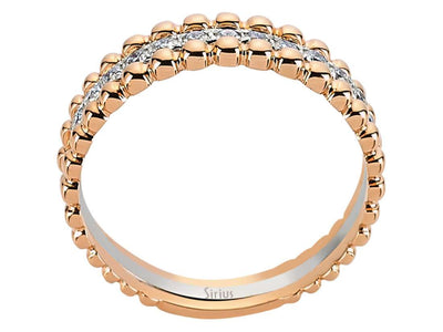 Eleganter 13-Stein Rundschliff Diamantbandring in 14 Karat Roségold und Weißgold