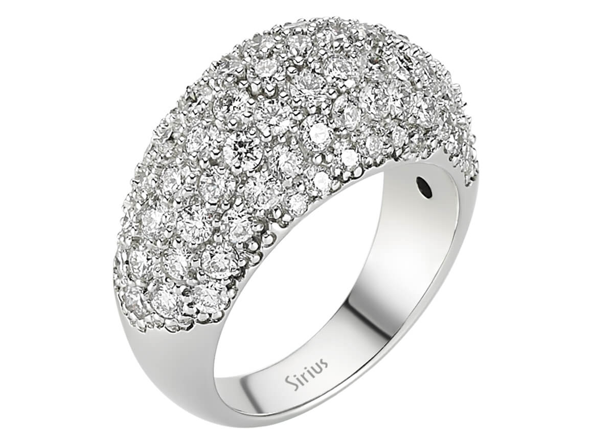 Breiter 14K Weißgold Ring mit 81 laborgezüchteten Diamanten – 2,50 Karat