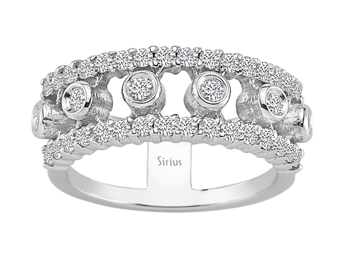 Bague moderne en Or Blanc 14 K avec 38 diamants - 04R0085 - Bijoux haut de gamme de Rosy Lab Diamonds