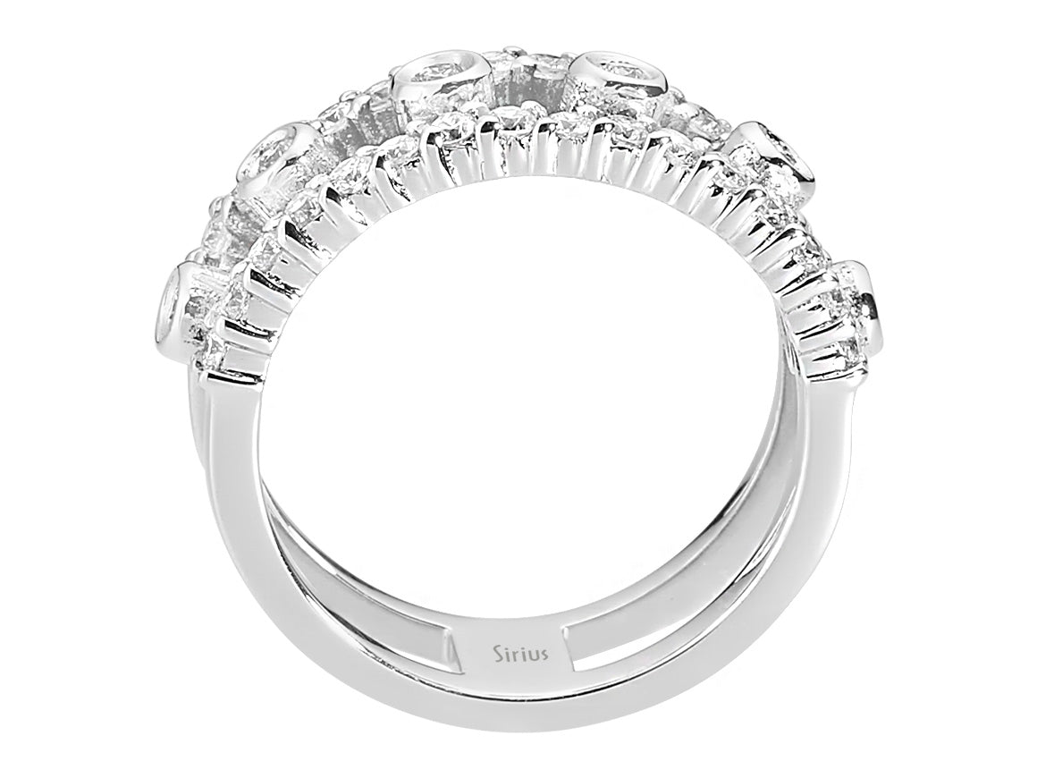 Bague moderne en Or Blanc 14 K avec 38 diamants - 04R0085 - Bijoux haut de gamme de Rosy Lab Diamonds