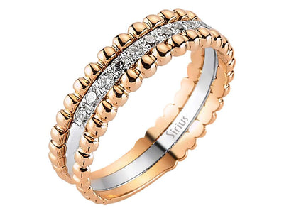 Eleganter 13-Stein Rundschliff Diamantbandring in 14 Karat Roségold und Weißgold