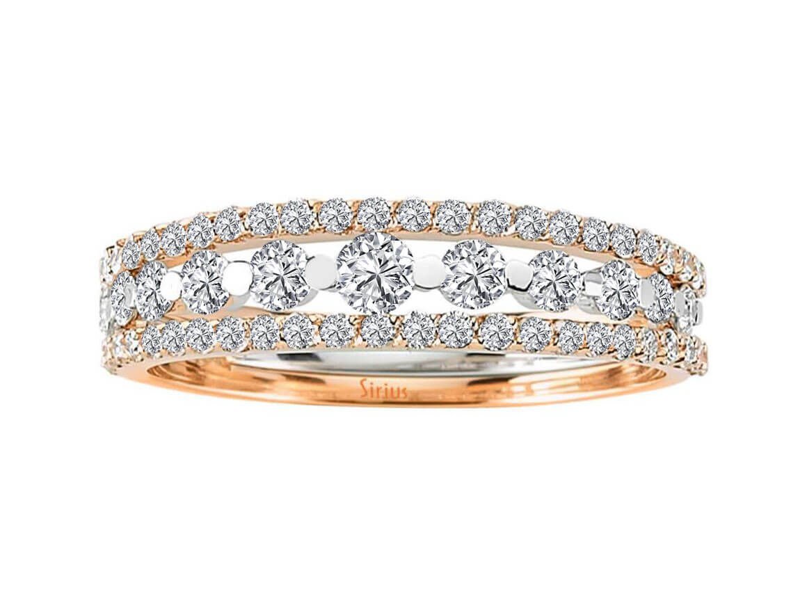 14K Roségold Ring mit 11 + 50 Runddiamanten, insgesamt 0,80 Karat