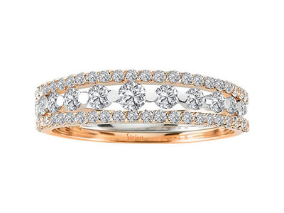 14K Roségold Ring mit 11 + 50 Runddiamanten, insgesamt 0,80 Karat