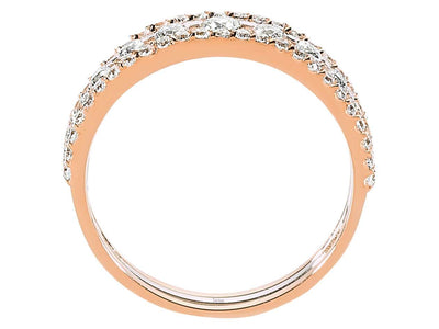 14K Roségold Ring mit 11 + 50 Runddiamanten, insgesamt 0,80 Karat