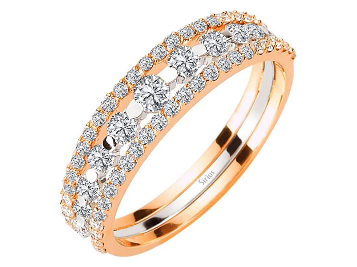 14K Roségold Ring mit 11 + 50 Runddiamanten, insgesamt 0,80 Karat