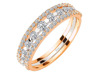 14K Roségold Ring mit 11 + 50 Runddiamanten, insgesamt 0,80 Karat