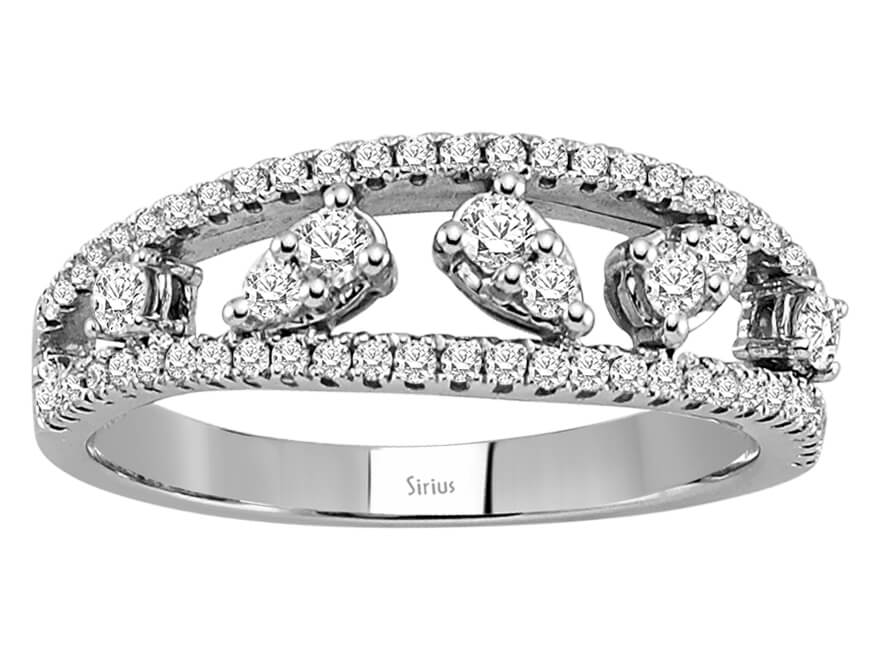 14K Beyaz Altın Pırlanta Yüzük - 66 Taşlı Çoklu Sıralı Tasarım - 0,50 ct - Rosy Lab Diamonds’tan kaliteli Mücevher