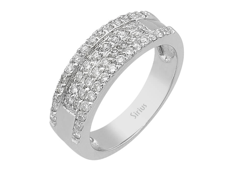 خاتم من ذهب أبيض مرصع بـ48 ماسة - 0,66 قيراط - 14 قيراط - 07R0032 - مجوهرات فاخرة من Rosy Lab Diamonds