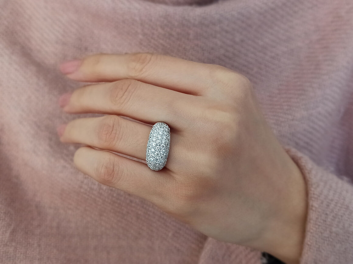 Weißgold Pavé-Ring mit 77 Diamanten - 1,05 Karat - 14K - hochwertiger Schmuck von Rosy Lab Diamonds
