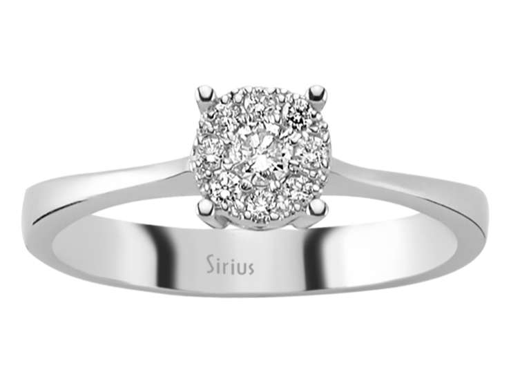 Solitärring mit Halo aus 0,17 ct Diamanten in 14K Weißgold