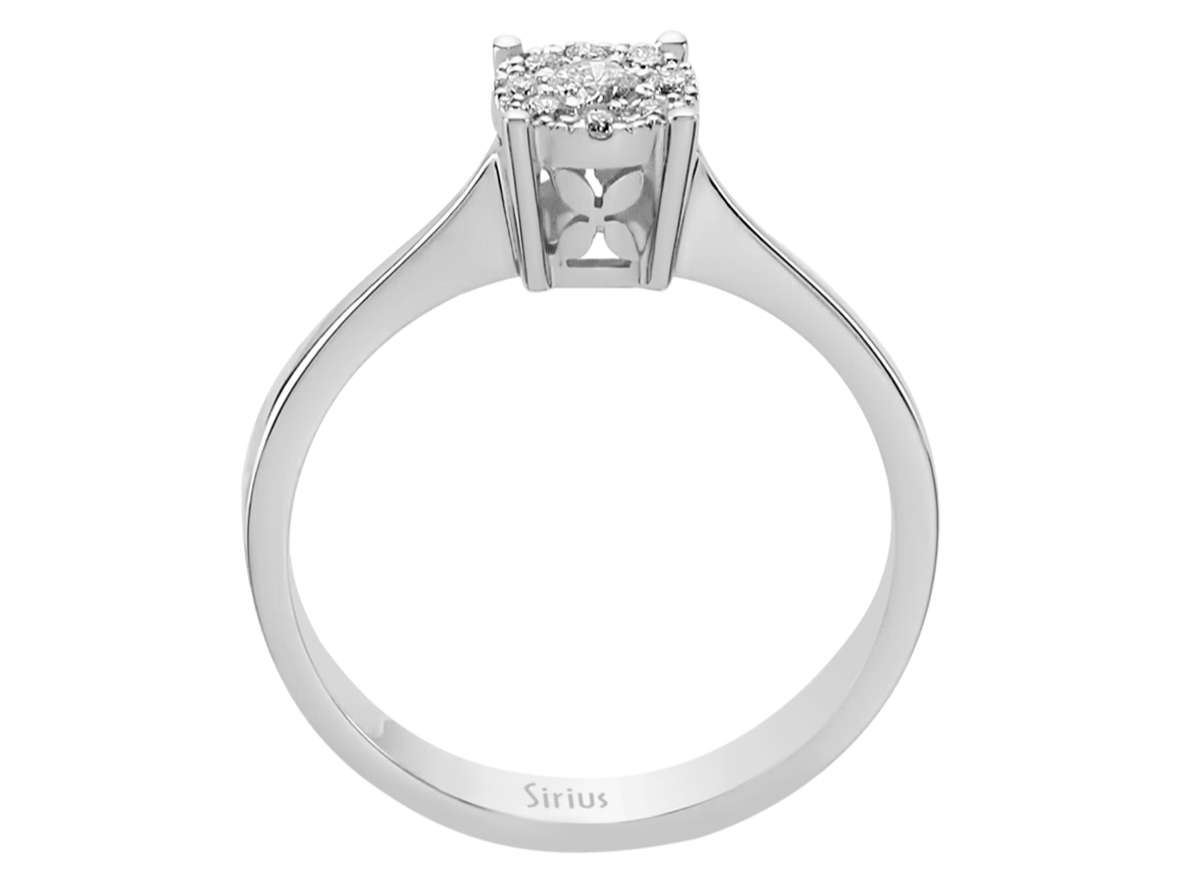 Halo Solitärring mit 0,17 ct Diamanten - 14K Weißgold - hochwertiger Schmuck von Rosy Lab Diamonds