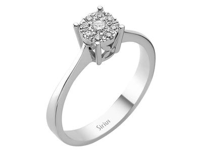 Solitärring mit Halo aus 0,17 ct Diamanten in 14K Weißgold