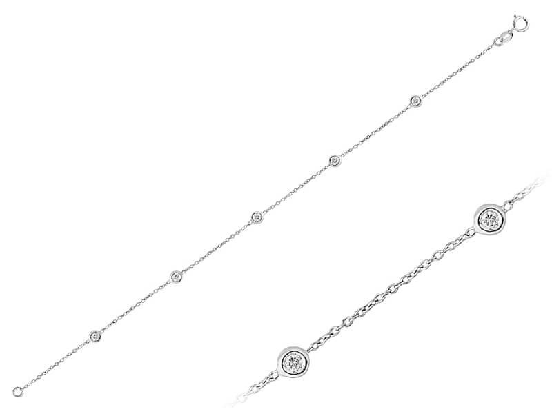 Kettenarmband mit 5 lab-grown Diamanten - 14K Weißgold | Minimalistischer Stil - hochwertiger Schmuck von Rosy Lab Diamonds