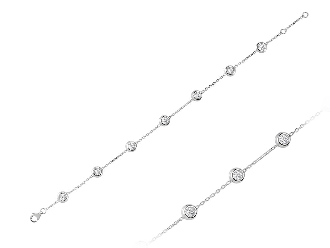 Zierliches Kettenarmband mit 7 lab-grown Diamanten in 14K Weißgold – 1,00 ct