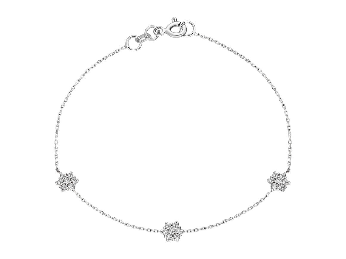 Fine star bracelet with 21 lab-grown diamonds – 14K white gold